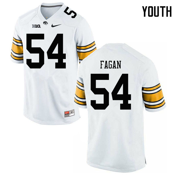 Youth #54 Matt Fagan Iowa Hawkeyes College Football Jerseys Sale-White - Click Image to Close